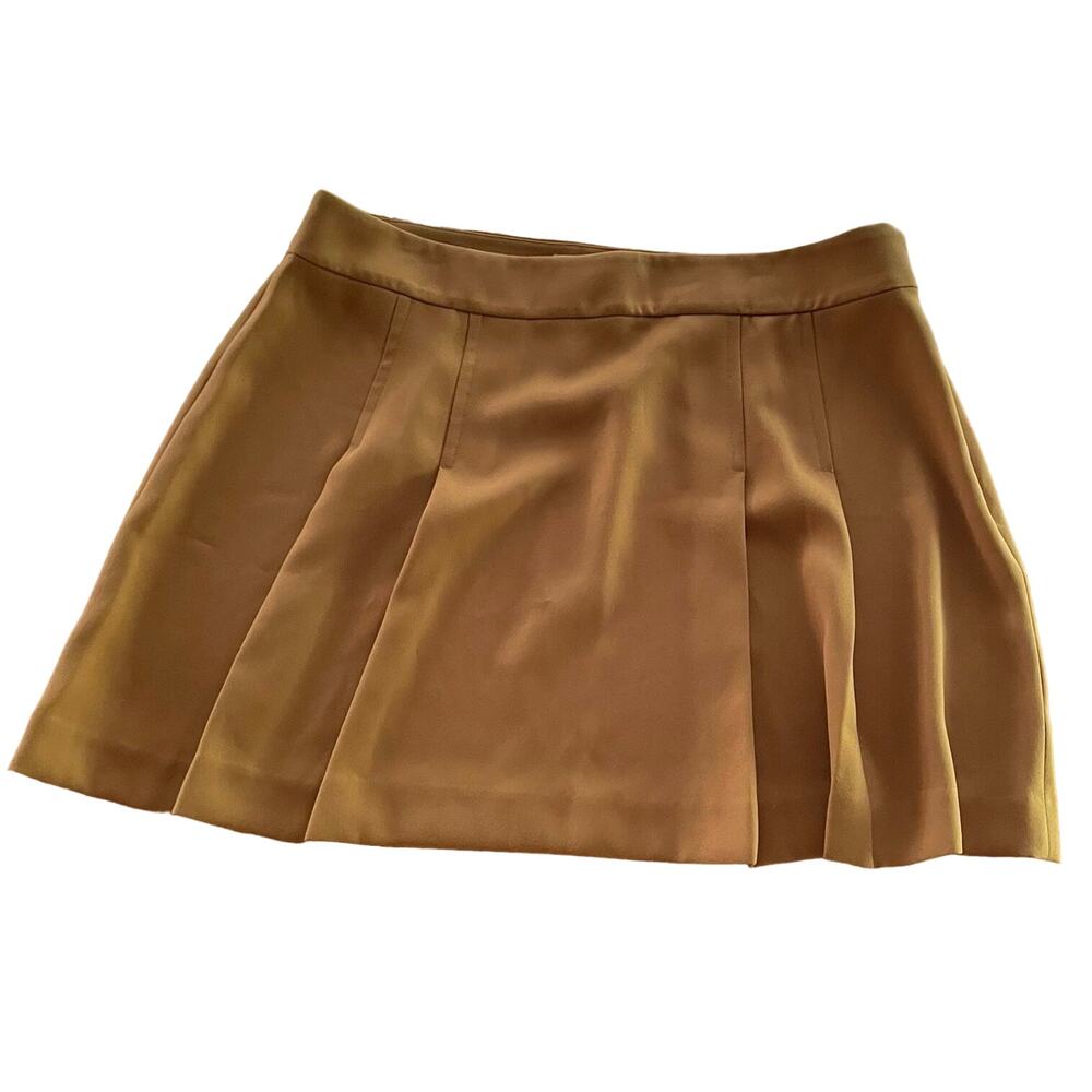 Boden Skirt Pleated Crepe Mini Skirt Sz 14 Side Zipper Teddy Bear Preppy NEW